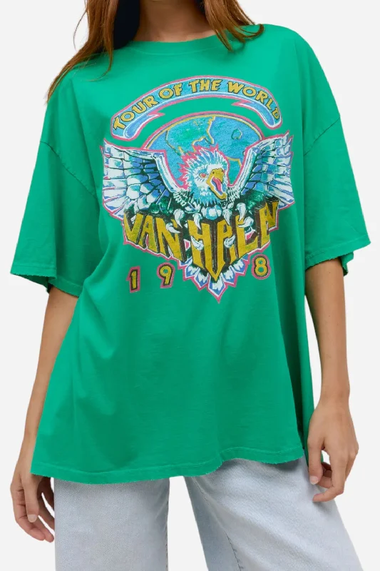 Daydreamer LA Van Halen Tour Of The World Tee in Lucky Green