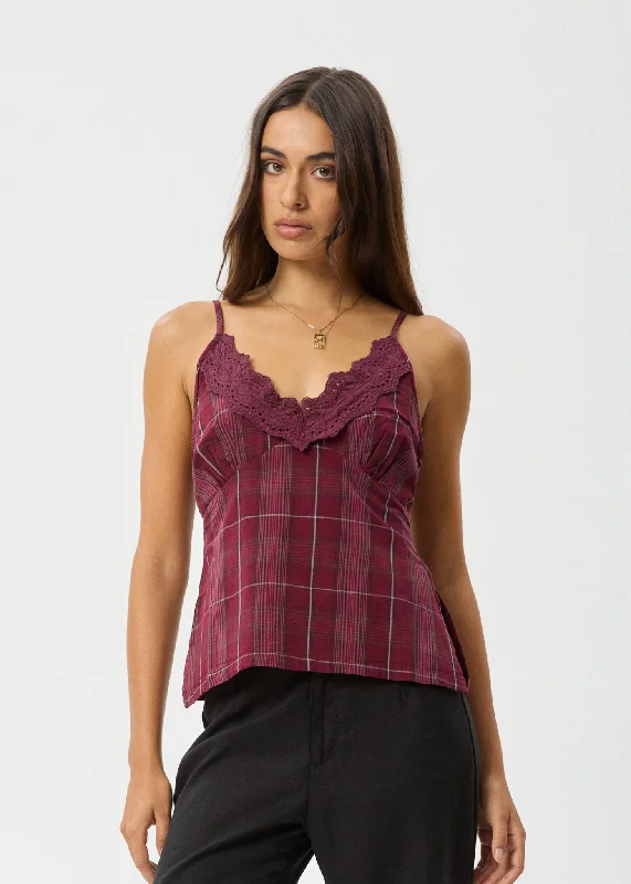 AFENDS Womens Eboni - Check Cami - Port