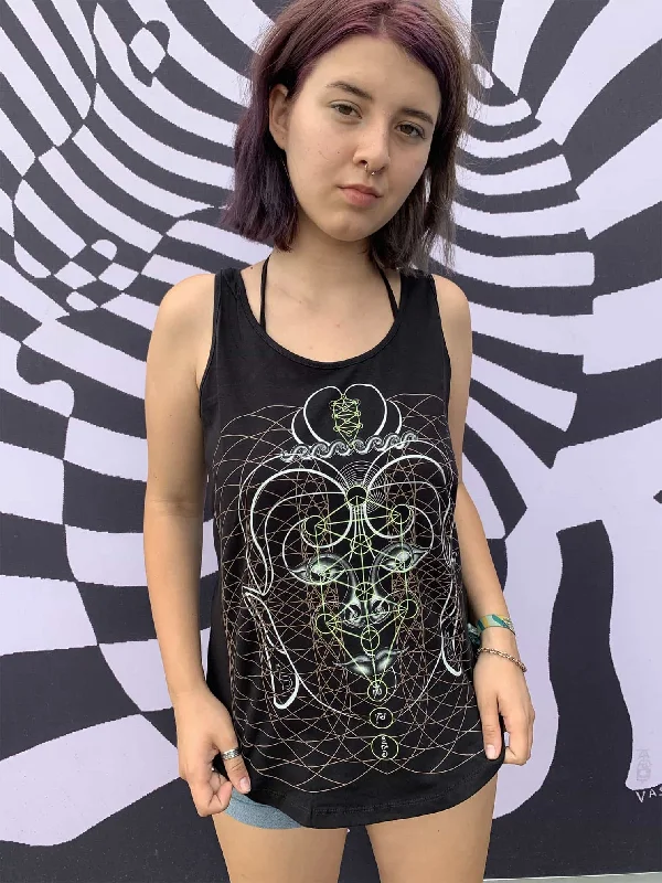 Buddha Vibes Hung Women Vest Top - Black