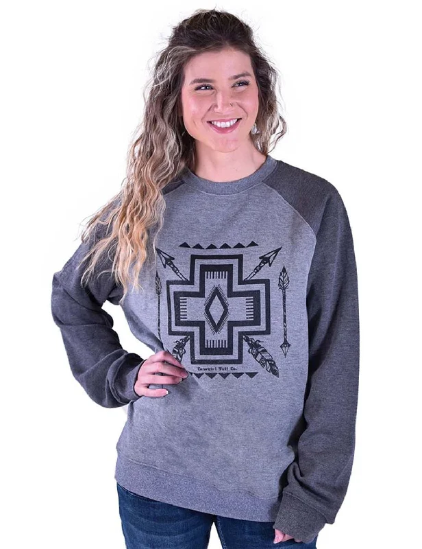 Cowgirl Tuff Womens Aztec Print Ash Poly/Rayon Sweatshirt