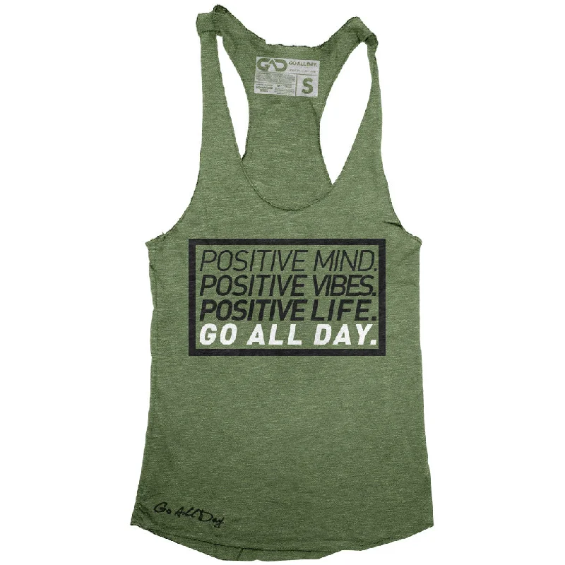 GO ALL DAY "POSITIVE LIFE" TriBlend Racerback Tank (Camo Green)