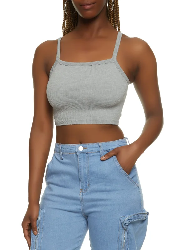 Ribbed Knit Seamless Cropped Cami