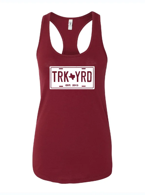 Maroon Truck Yard License Plate Racer Tank