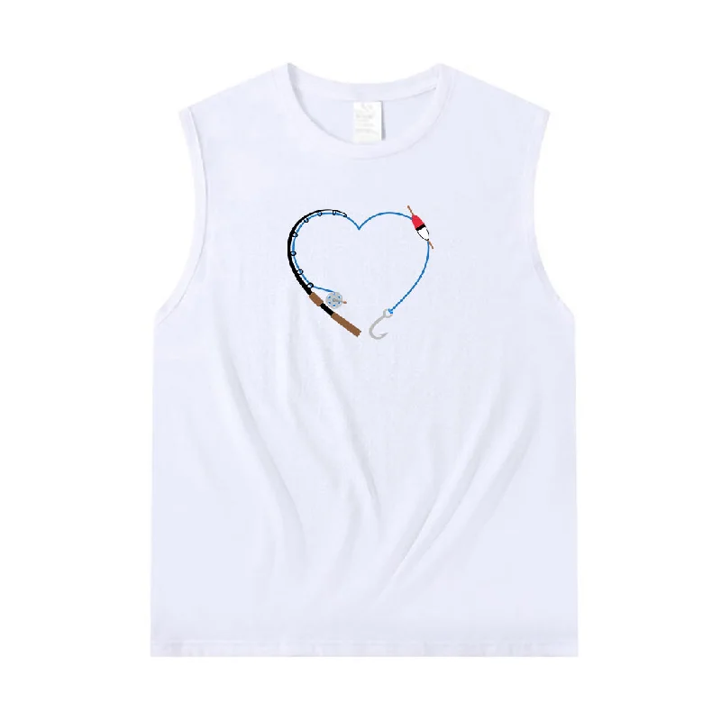 Women HEART FISHING ROD Tank Top