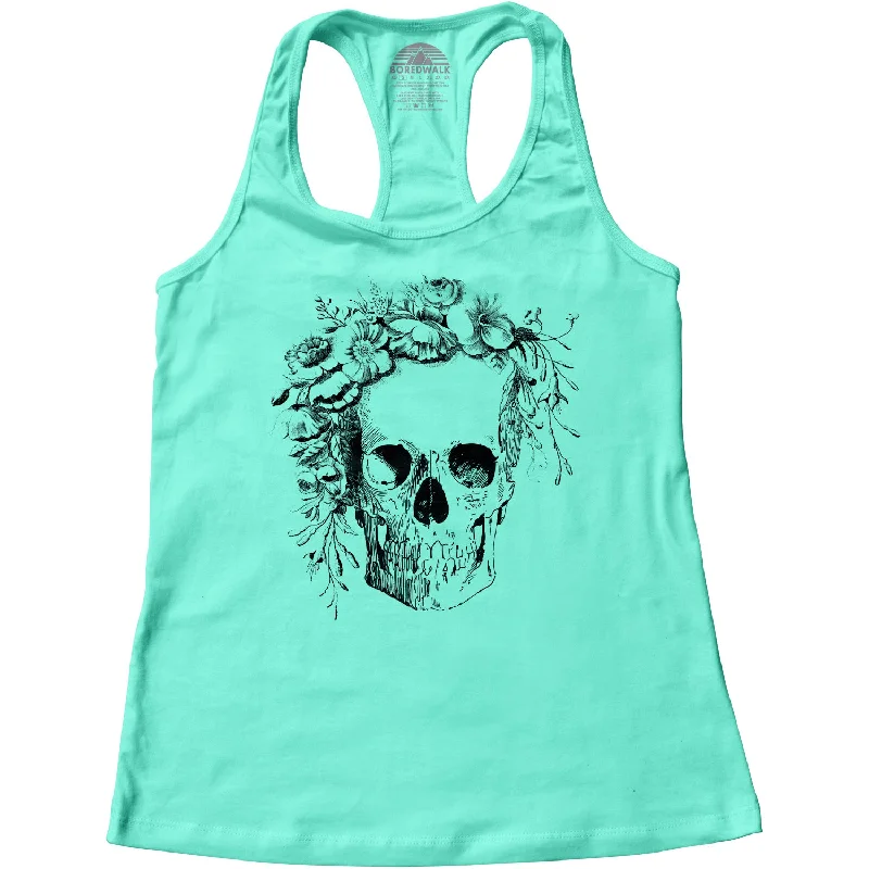 Women's Floral Skull Racerback Tank Top