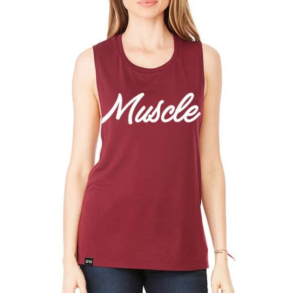 Women's Flowy MUSCLE Tank (Maroon)