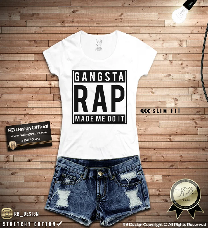 Women's T-shirt Gangsta Rap Made Me Do It Ladies Tank Top WD078