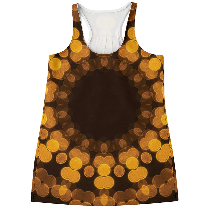 Yellow Spot Kaleidoscope Print Women's Racerback Tank Top