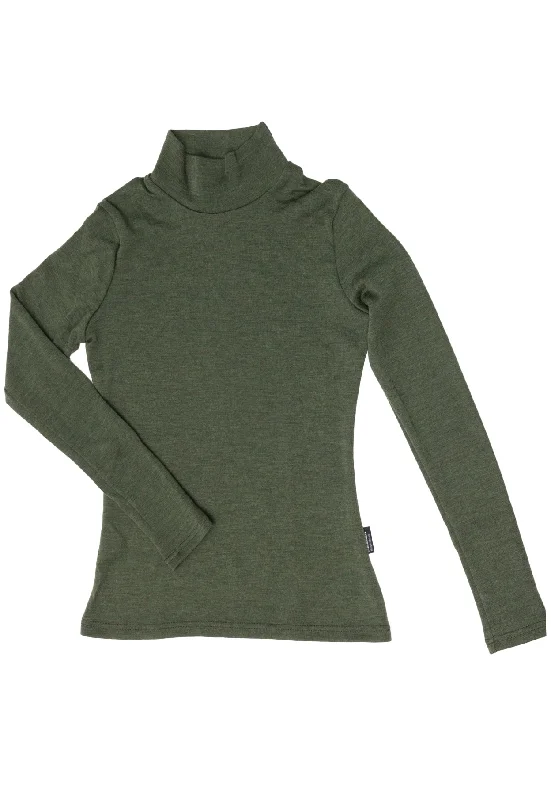 250 Women's Merino Long Sleeve Turtleneck - Dark Mel Green