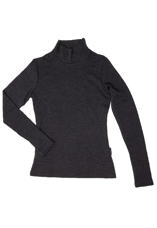 250 Women's Merino Long Sleeve Turtleneck - Dark Mel Grey