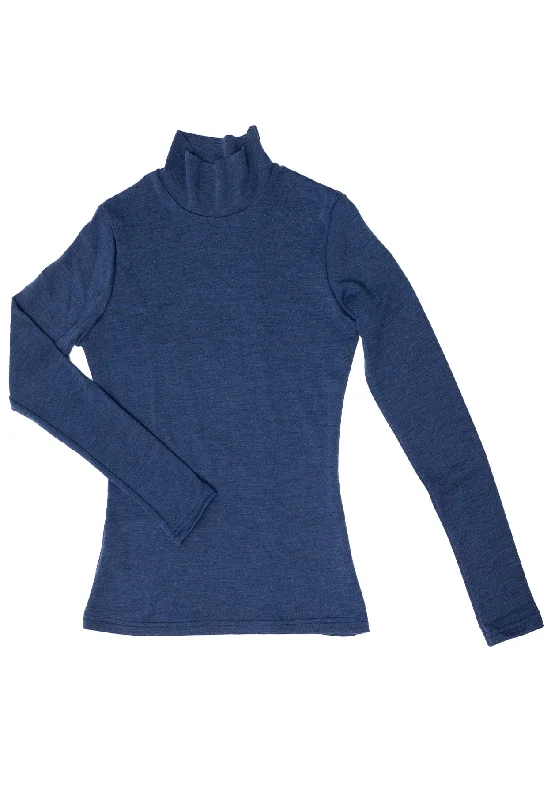 250 Women's Merino Long Sleeve Turtleneck - Denim