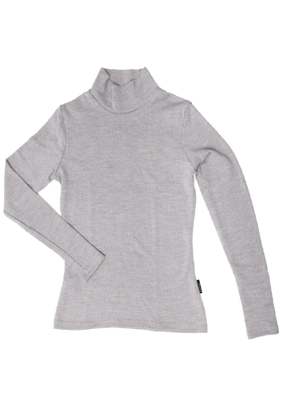 250 Women's Merino Long Sleeve Turtleneck - Light Mel Grey