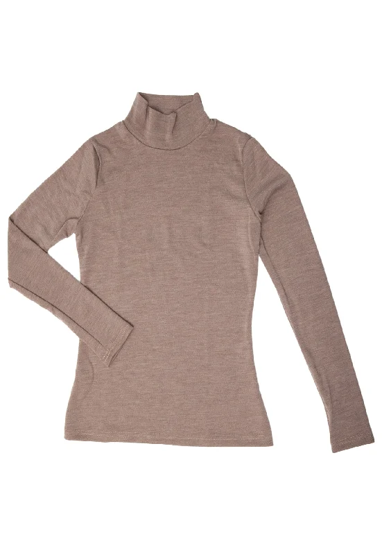 250 Women's Merino Long Sleeve Turtleneck - Mel Beige