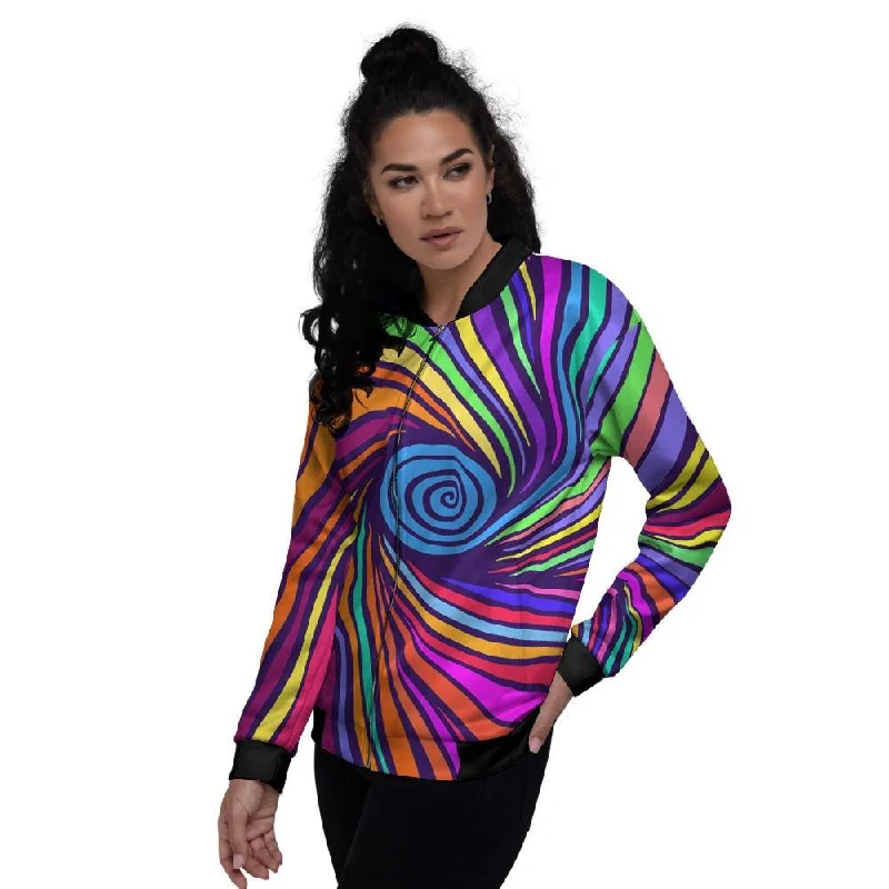 Abstract Psychedelic Colorful Wave Women's Bomber Jacket