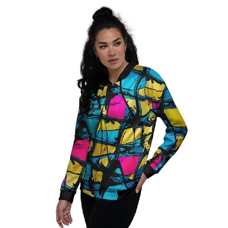 Abstract Psychedelic Graffiti Women's Bomber Jacket