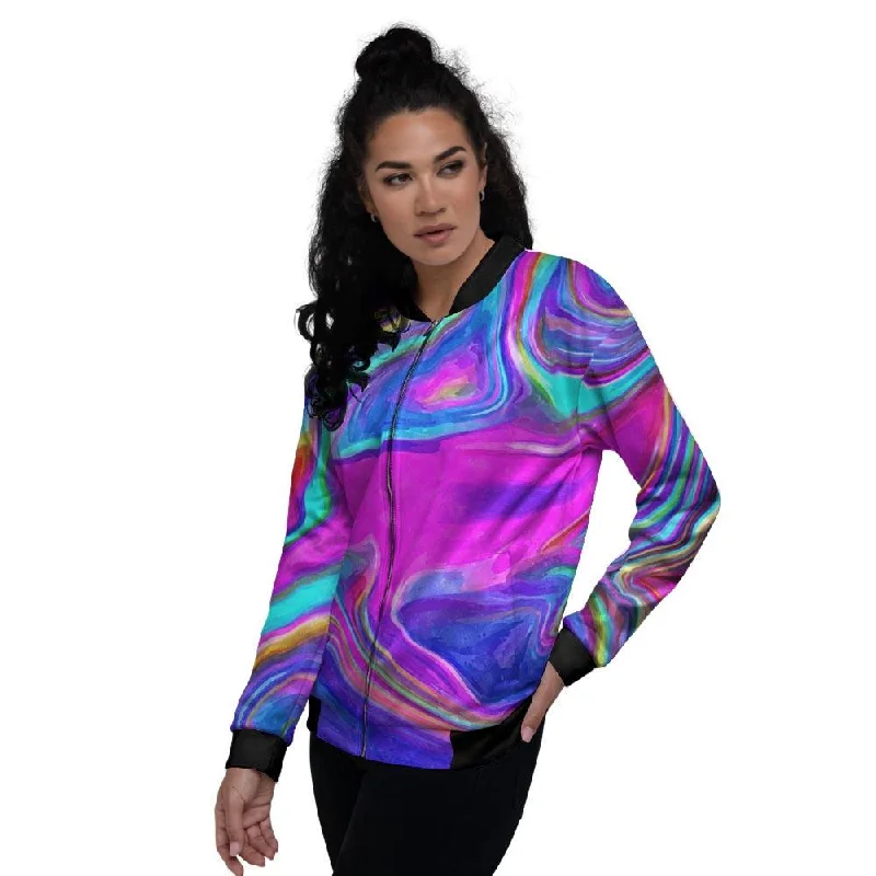 Abstract Purple Women's Bomber Jacket