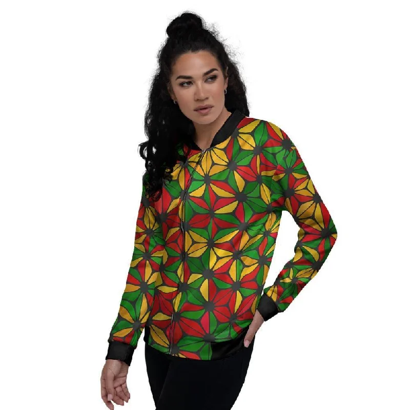 Abstract Reggae Rasta Women's Bomber Jacket