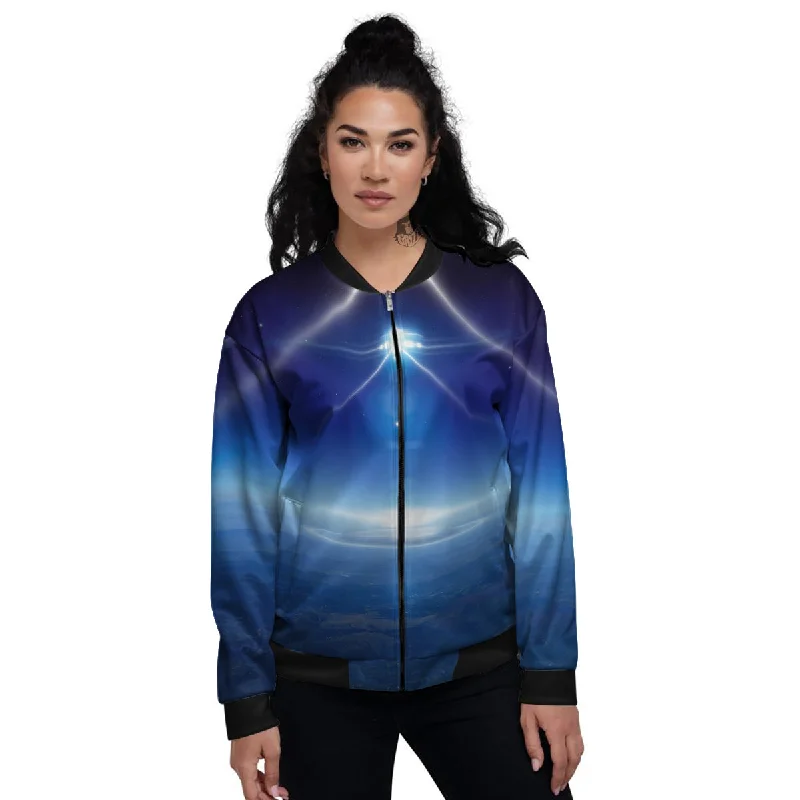 Abstract Sci Fi On Earth Print Women's Bomber Jacket