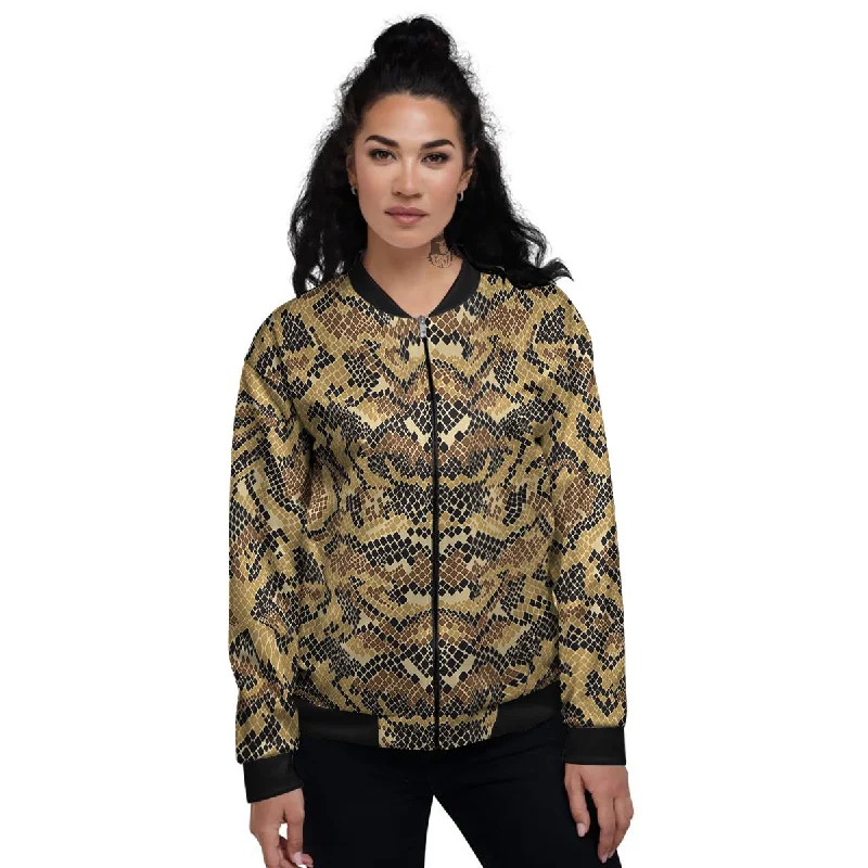 Abstract Snake Skin Print Women's Bomber Jacket