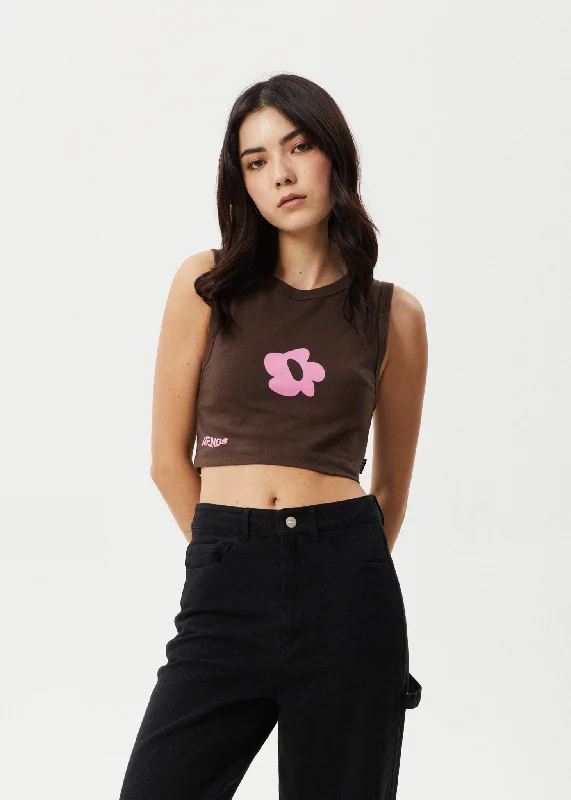 AFENDS Womens Alohaz - Cropped Tank - Coffee Pink