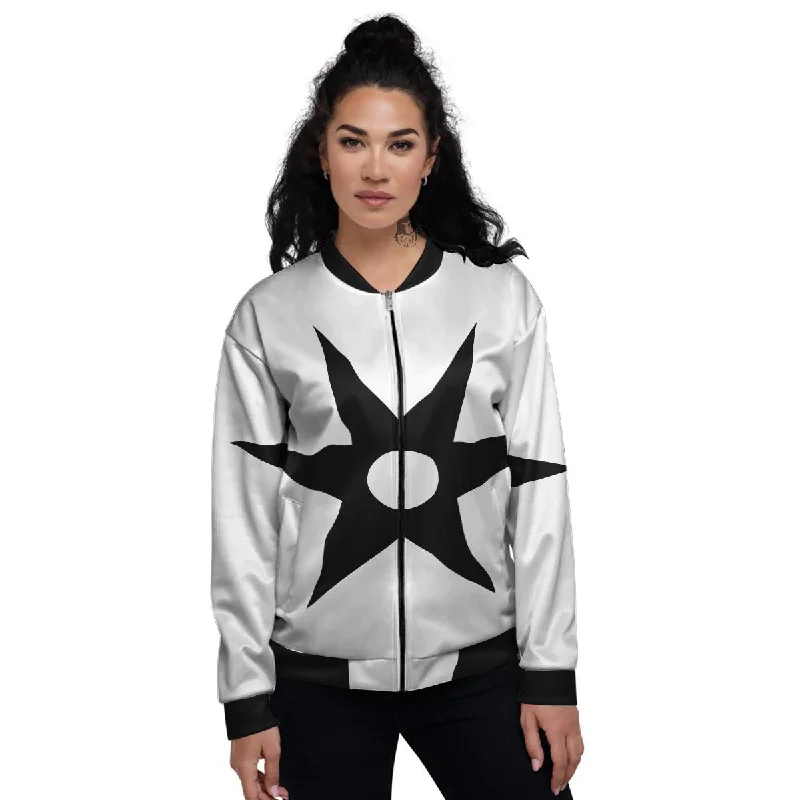 African Adinkra Symbols White And Black Women's Bomber Jacket