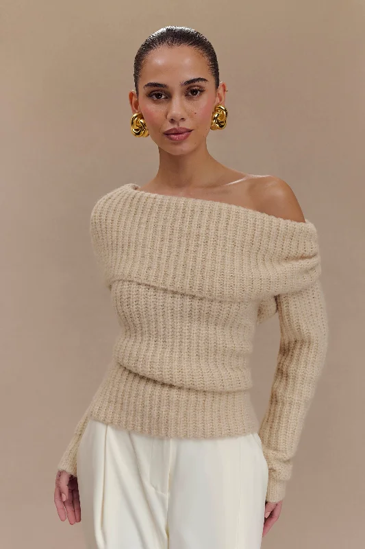 Alicia Off Shoulder Knit Top - Cream