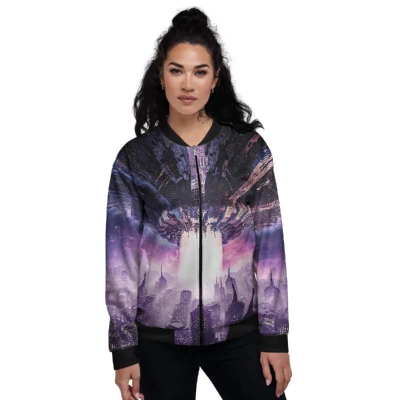 Alien Invasion Print Women's Bomber Jacket