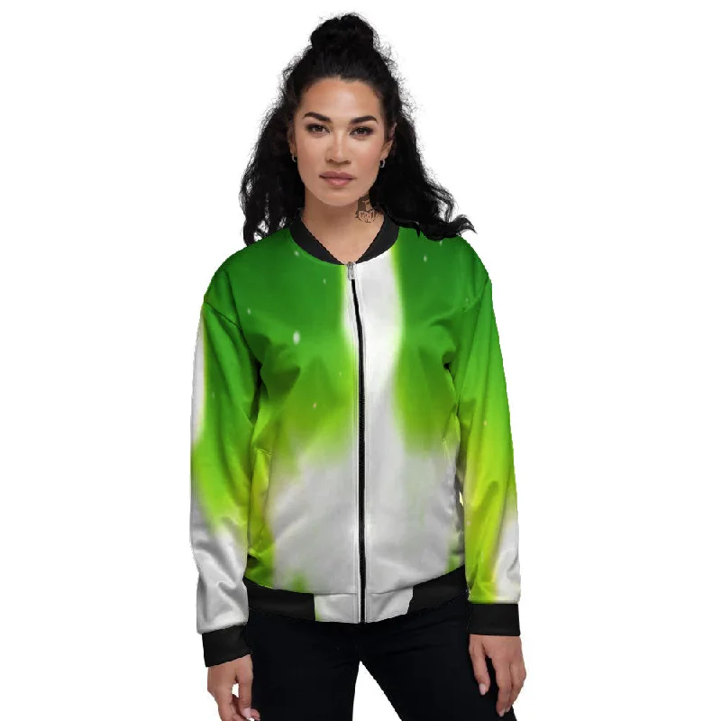 Alien Light Green Print Women's Bomber Jacket