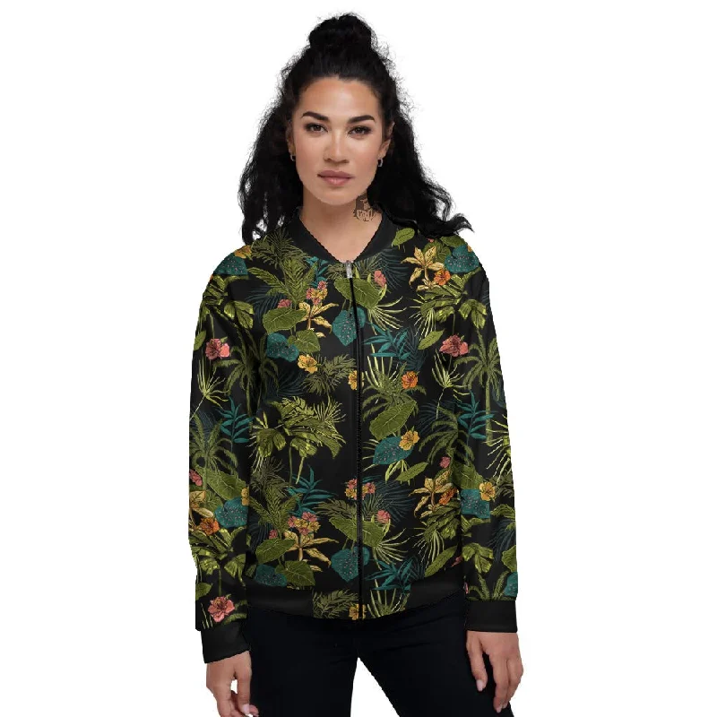 Aloha Hibiscus Tropical Print Pattern Women's Bomber Jacket