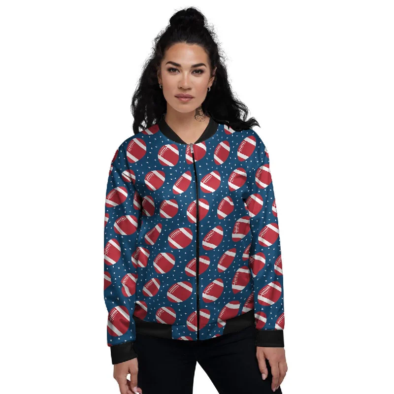 American Football Ball Print Pattern Women's Bomber Jacket