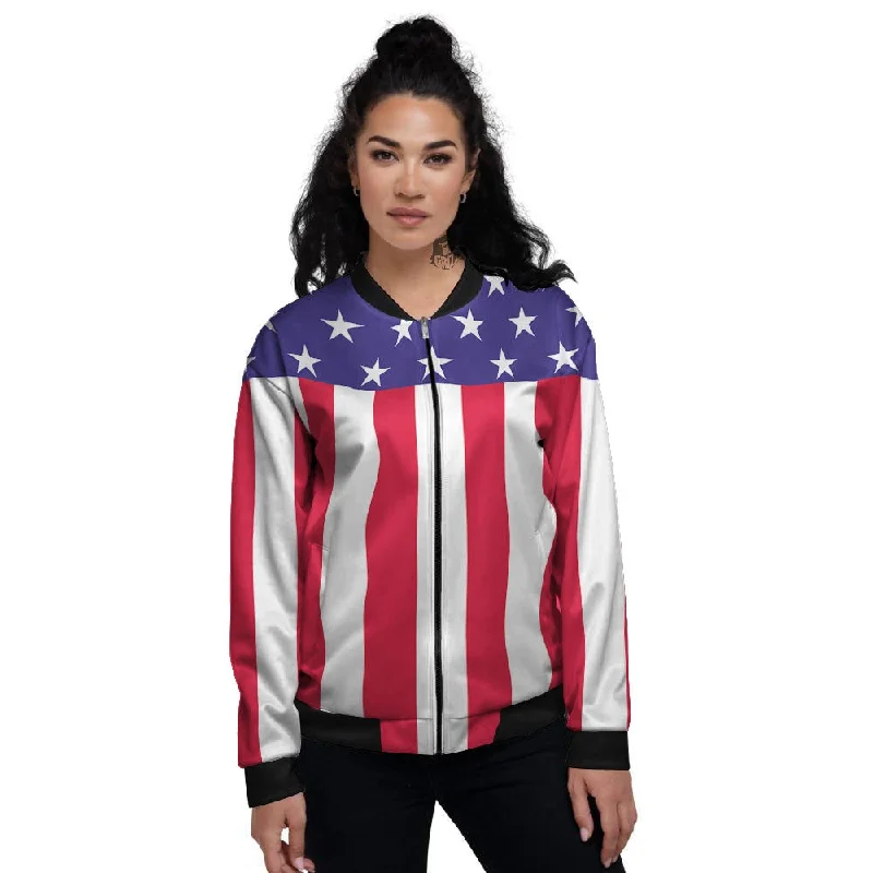 American Military Flag Print Women's Bomber Jacket