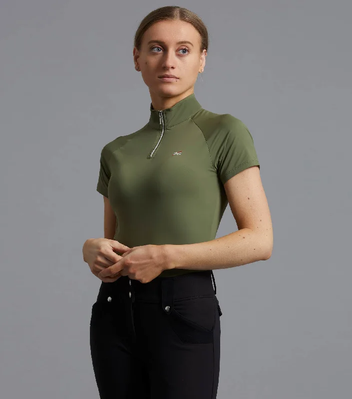 Aura Ladies Short Sleeve Riding Top Olive