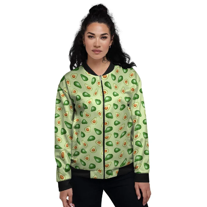 Avocado Half Cut Print Women's Bomber Jacket