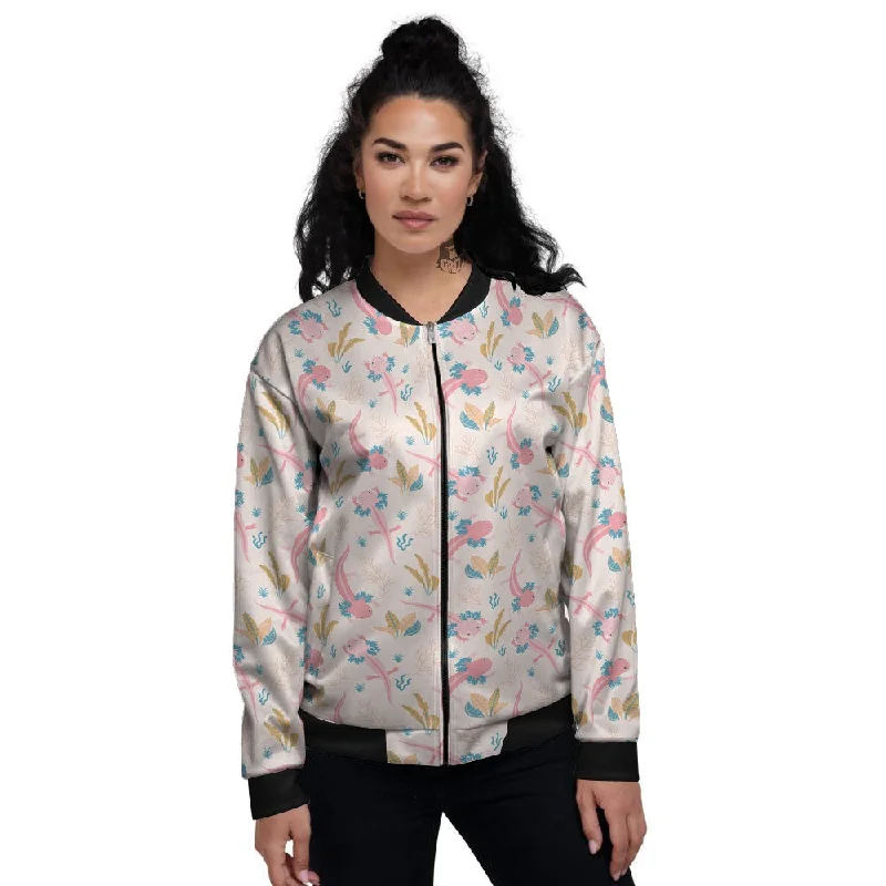 Axolotl Pastel Print Pattern Women's Bomber Jacket