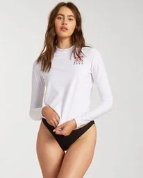 Billabong Womens Core Loose Fit Long Sleeve Rashguard- White