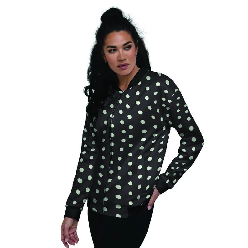 Black And White Polka Dot Women's Bomber Jacket