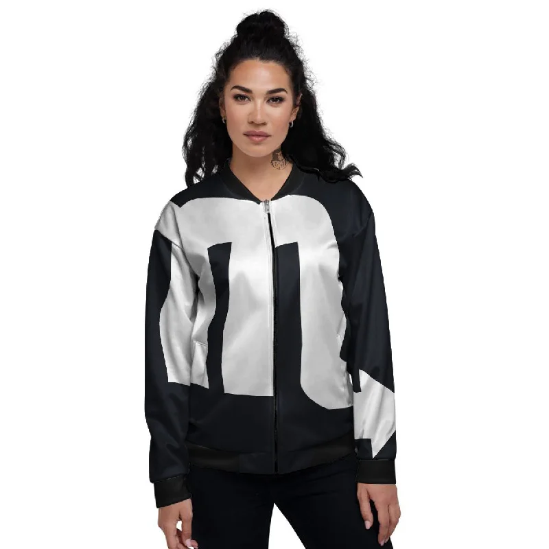 Black And White Scorpio Sign Print Women's Bomber Jacket