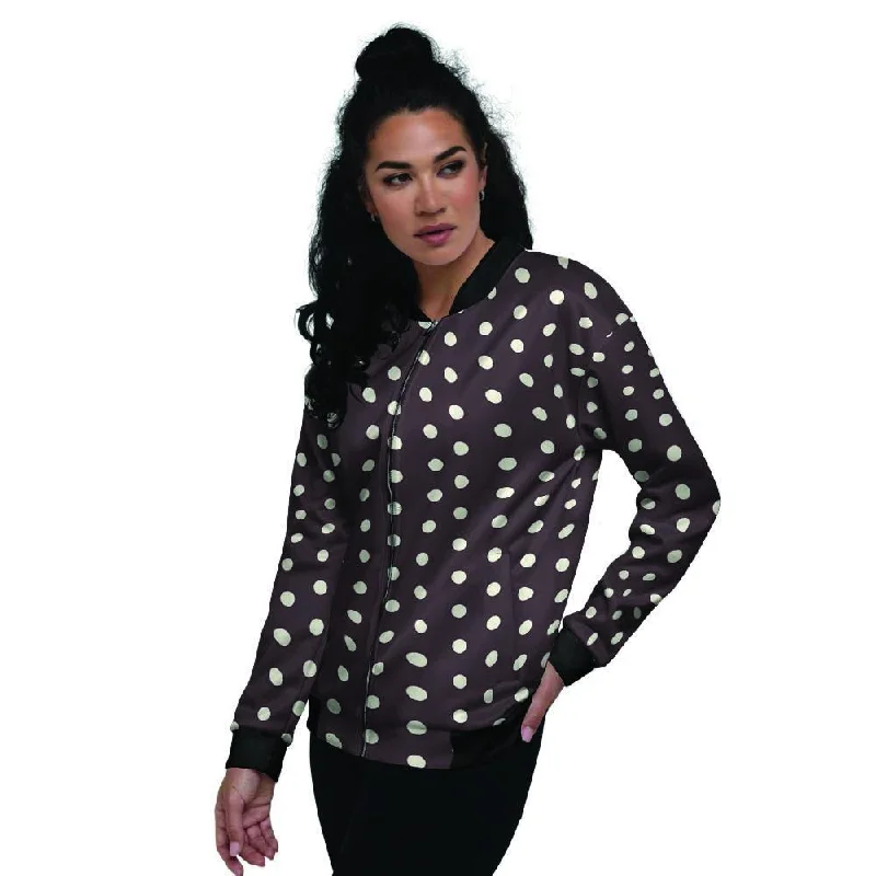 Black And White Tiniy Polka Dot Women's Bomber Jacket