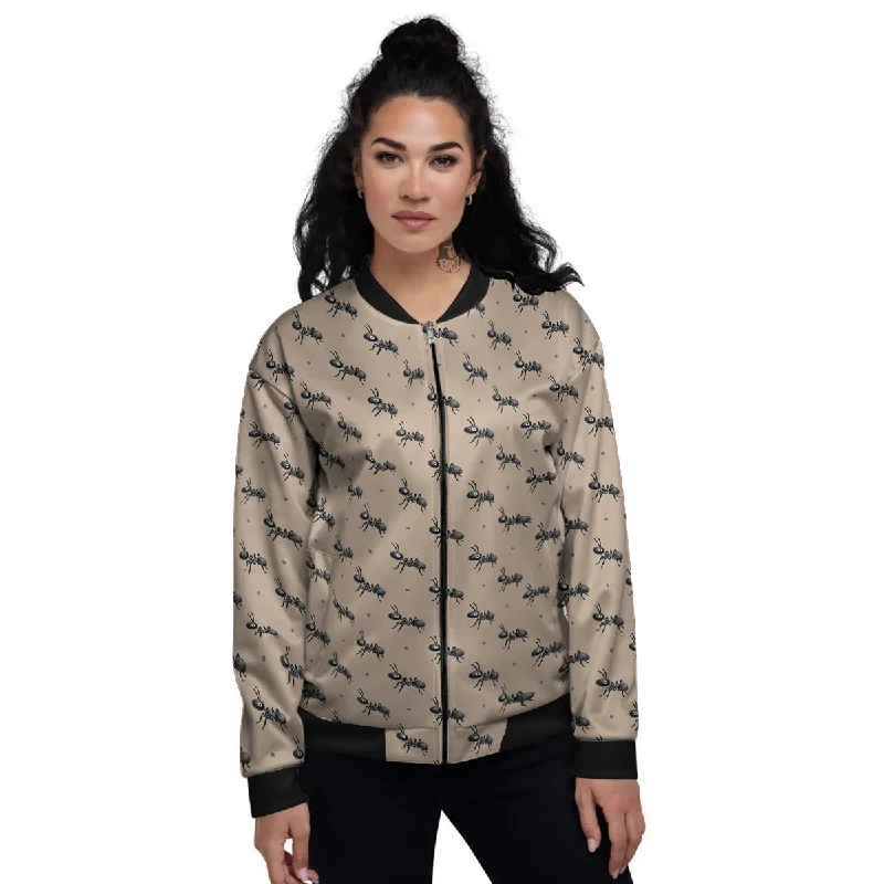 Black Ant Print Pattern Women's Bomber Jacket