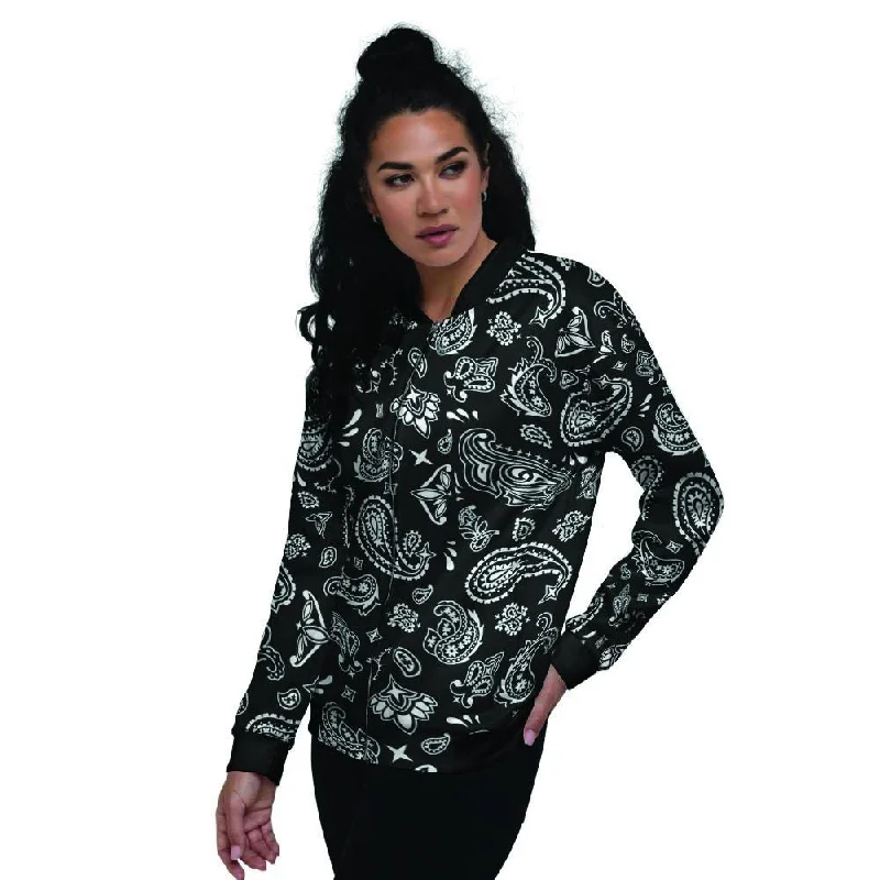 Black Bandana Women's Bomber Jacket