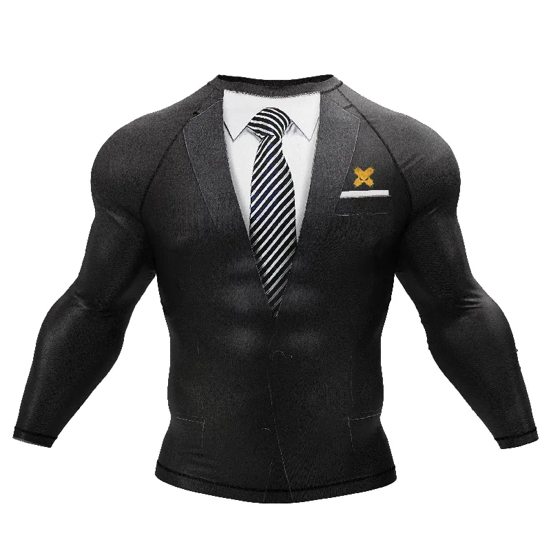 Black Tuxedo Rank BJJ Rash Guard