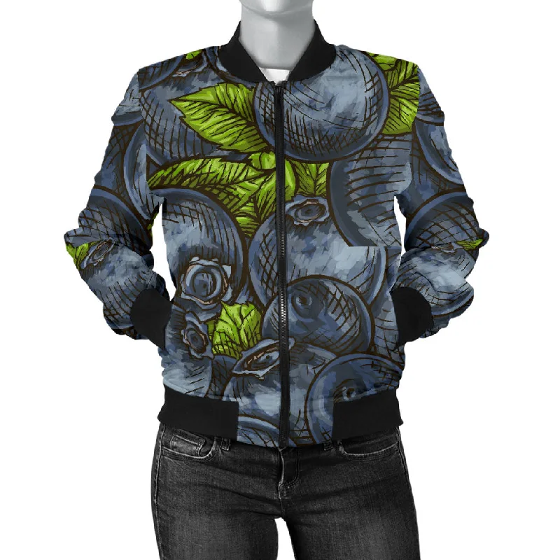 Blueberry Pattern Women'S Bomber Jacket