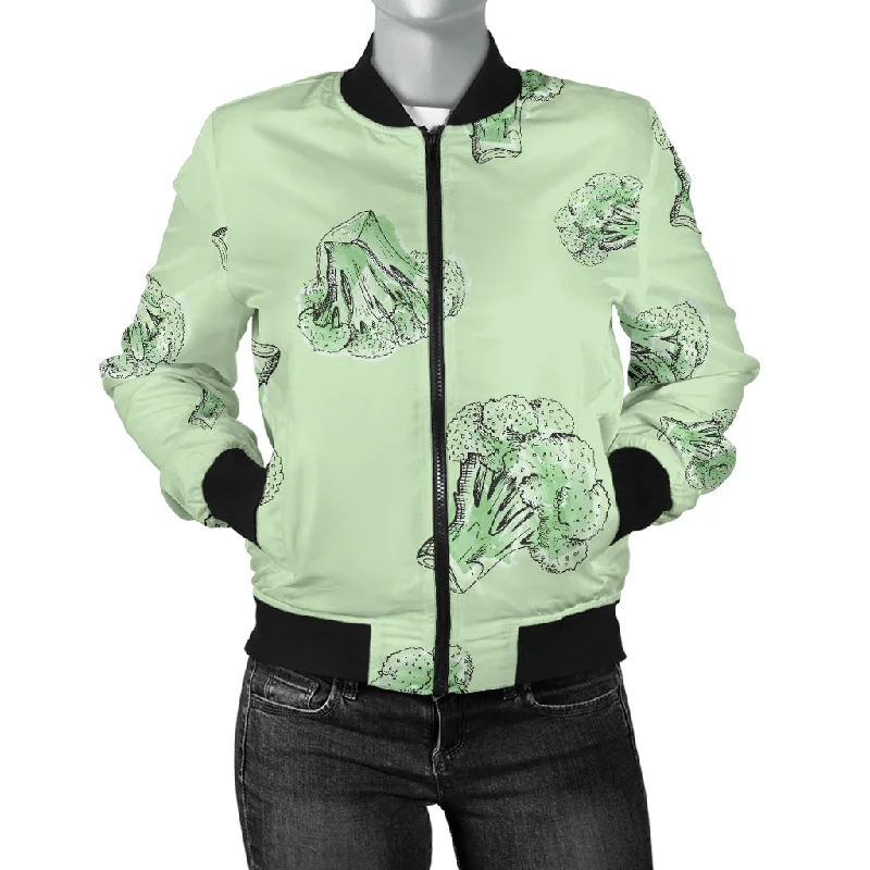 Broccoli Sketch Pattern Women'S Bomber Jacket