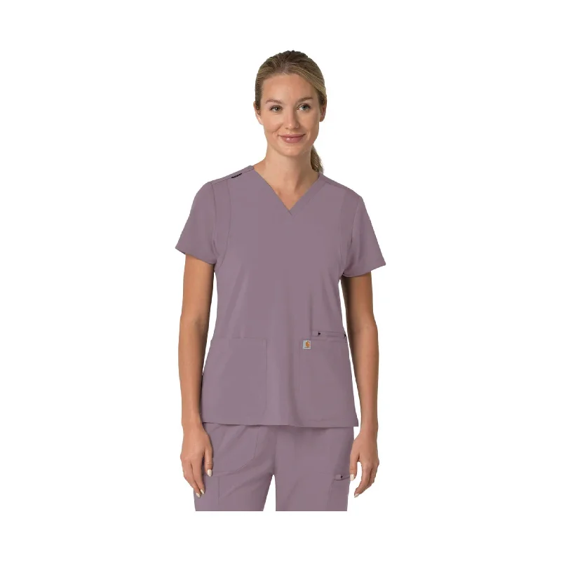 Carhartt Women's Force Cross Flex Panel V Neck Scrub Top - Lavender Mist - ONLINE STORE CREDIT/EXCHANGE ONLY