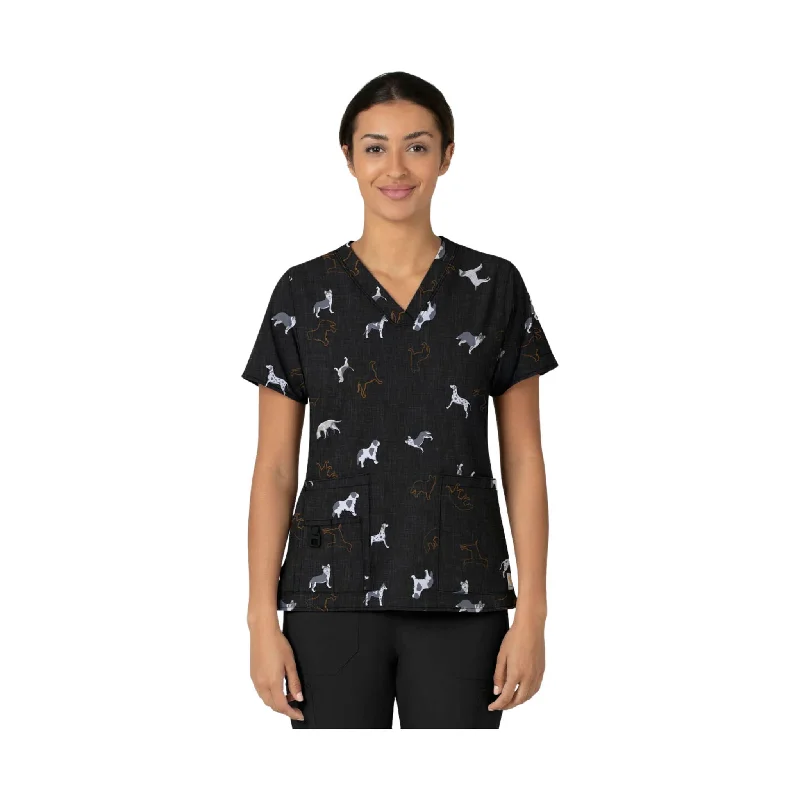 Carhartt Women's V Neck Print Scrub Top - Doggy Display - ONLINE STORE CREDIT/EXCHANGE ONLY