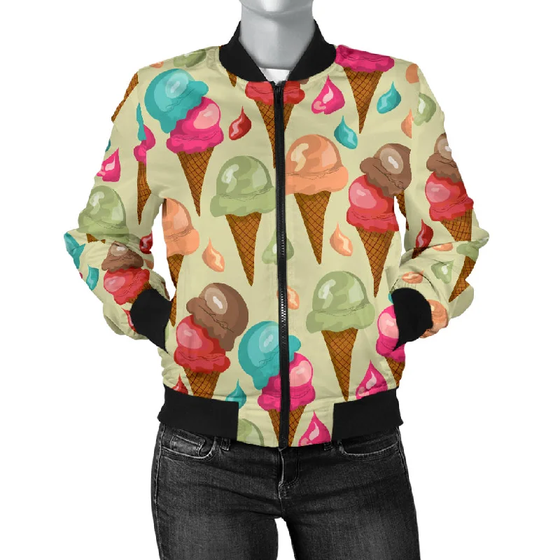 Colorful Ice Cream Pattern Women'S Bomber Jacket