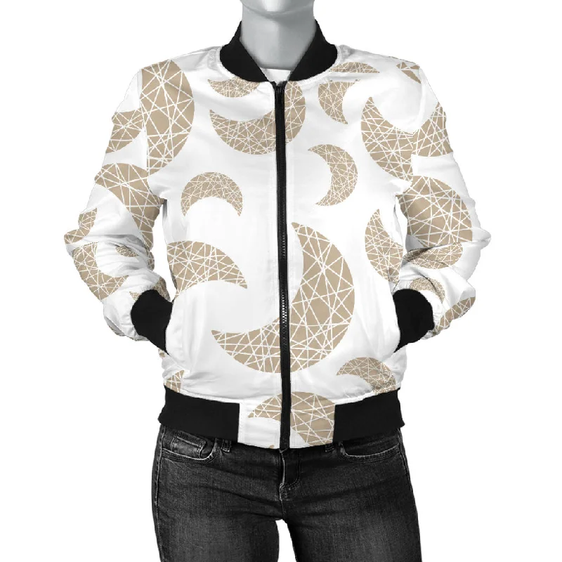 Cool Gold Moon Abstract Pattern Women'S Bomber Jacket