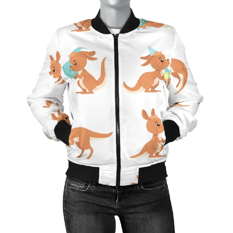 Cute Kangaroo Pattern Women'S Bomber Jacket