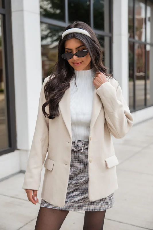 Do It Pronto Beige Wool Blend Blazer Jacket