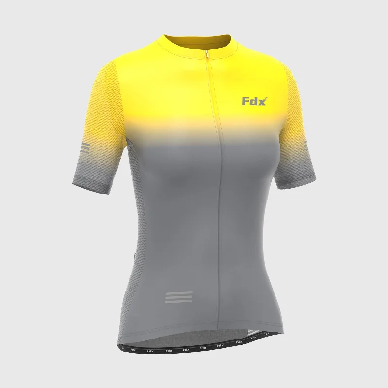 Fdx Duo Yellow / Grey Women's & Girl's Short Sleeve Summer Cycling Jersey